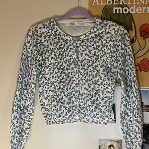 Zara purple flowers cardigan